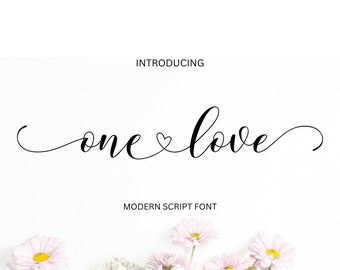 Font with connecting heart, font with tails, font for cricut, Feminine Handwritten font, commercial use allowed