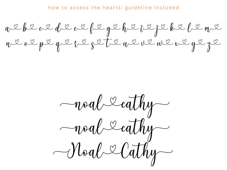 Heart Tail Script Font: Connecting Hearts, Wedding Fonts (OTF, TTF) - Etsy