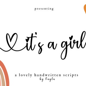 Font scripts with heart tails, it&#39;s a girl design, Handwritten Font with connecting heart, Wedding Fonts, Font with tails, Font with swashes