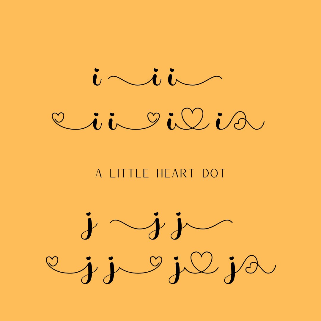 Handwritten Script Font: Connecting Heart Swashes (OTF, TTF) - Etsy