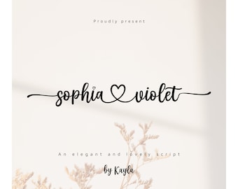 Connecting heart Font with tails, Lovely Wedding Fonts,Font with tails,Font with swashes, tails, names with heart between