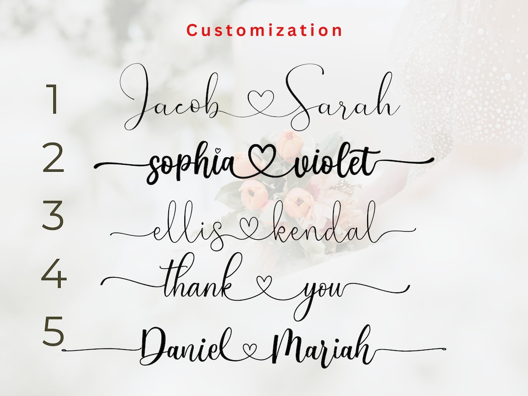 Custom Couple Names W/connecting Heart Pdf,svg,png,jpg Files