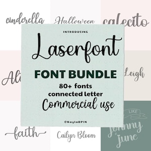 Más de 80 fuentes de letras conectadas seleccionadas, paquete de fuentes láser, fuente Cricut, fuente de caligrafía, fuente para Canva, fuente de corte láser + licencia