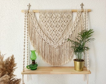 Estante de pared de macramé grande decoración boho