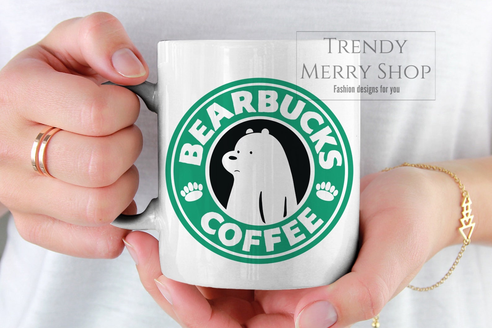 Bearbucks coffee mug Funny bear mug Animal coffee mug Bear Etsy