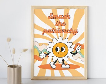 Smash the Patriarchy Wandkunst | Retro Style Feministischer Politischer Poster Print