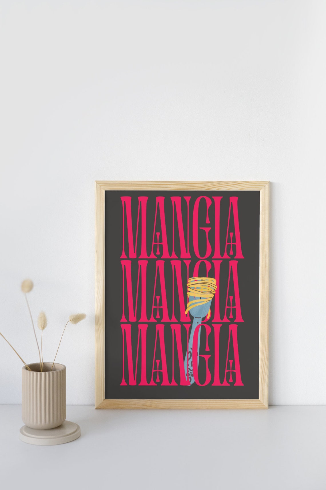 Mangia Mania Kitchen Wall Art Food Fork Poster Print - Etsy