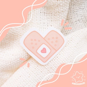 Die Cut Sticker: Heart Bandaid | waterproof, nursing, frontline worker, cute sticker, stationery, hearts, hospital sticker, heart sticker