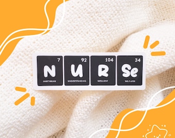Die Cut Sticker: Nurse Periodic Table | waterproof, nursing, frontline worker, periodic table, cute sticker, nurse sticker, hospital sticker