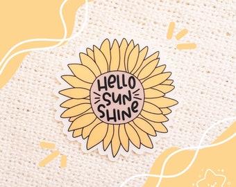 Die Cut Sticker (durchsichtig): Hello Sunshine | wasserfest, Zitat, Blumen, Sonnenblume Aufkleber, Briefpapier, Blumen, Sonnenschein, gelb, Bibel Aufkleber