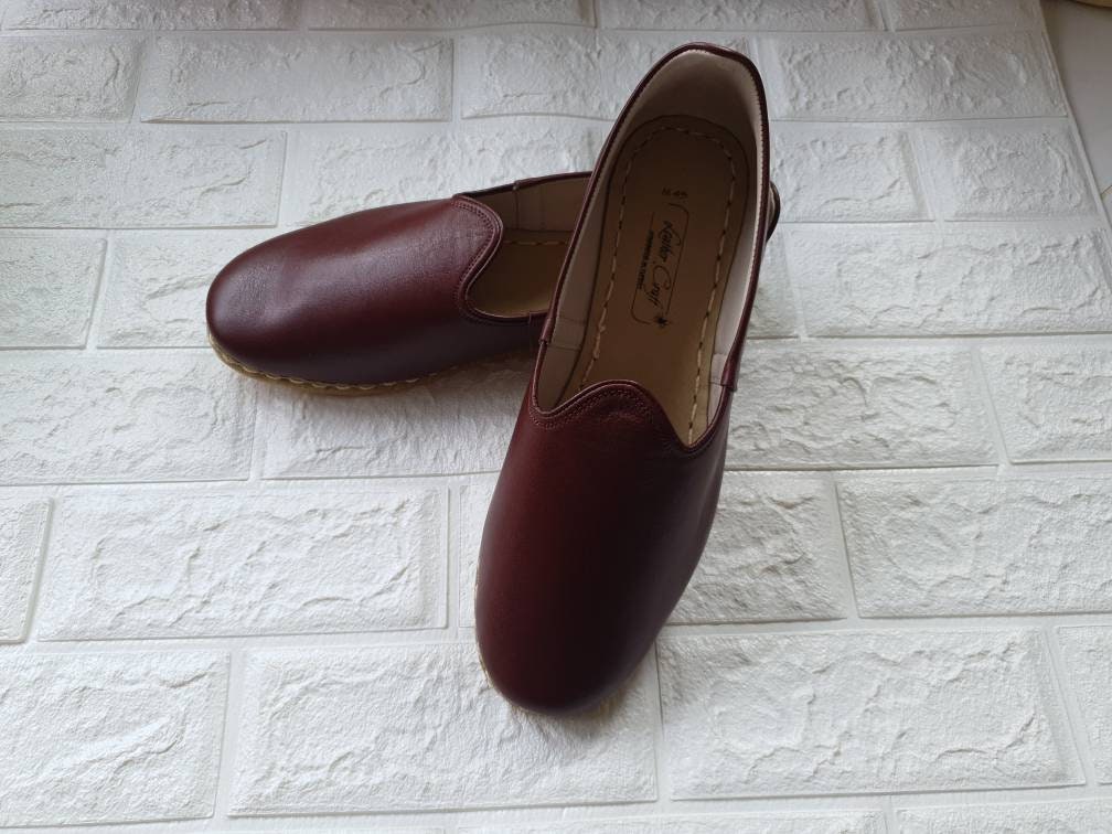 Turkish Handmade Leather Man Shoes Tan Color Flat Shoes Etsy