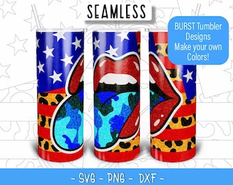 USA Tongue Burst Tumbler Mall SVG för 20oz Skinny Straight/20oz HOGG/20oz Makerflo Tumblers - Tumblertejp Amerikanska patriotiska utbrott