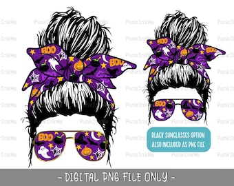 Halloween PNG Mom Life Messy bun sublimation design Digital downloads