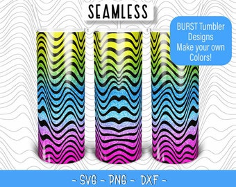 Funky Retro Wellenlinien Burst Becher Vorlage SVG für 20oz Skinny Straight / 20oz HOGG / 20oz Makerflo Becher - Tumbler tape SVG