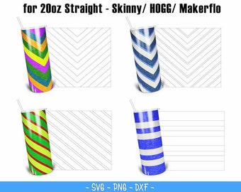4x V Split & Lines Burst Bechervorlagen SVG für 20oz Skinny Straight/ 20oz HOGG/ 20oz Makerflo Becher - Tumbler tape SVG