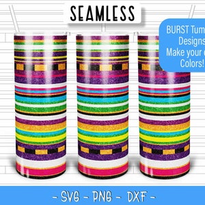 Serape Burst Becher Vorlage SVG für 20oz Skinny Straight/ 20oz HOGG/ 20oz Makerflo Becher - Geometrisch Peekaboo Bursts