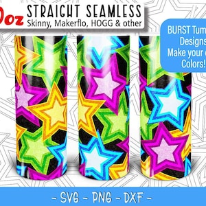 Star Burst Template for 30oz Straight Skinny, Makerflo, Hogg - Burst Tumbler Templates SVG DXF PNG digital downloads
