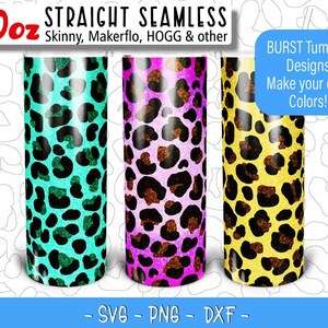 Leopard Burst Template for 30oz Straight Skinny, Makerflo, Hogg - Burst Tumbler Templates SVG DXF PNG digital downloads