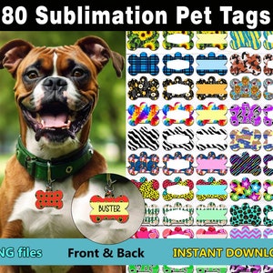 Pacote PNG de sublimação de etiqueta para animais de estimação, modelos de etiqueta de osso de cachorro, designs digitais personalizados de etiqueta para animais de estimação