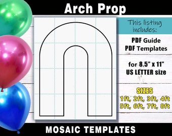Arch Wall Prop or Mosaic Balloon Frame Template - PDF print files for US Letter Size in sizes 1ft, 2ft, 3ft, 4ft, 5ft, 6ft, 7ft & 8ft