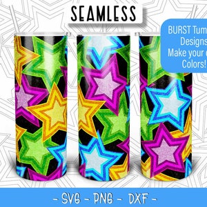 Star Burst Tumbler Template SVG PNG DXF, Seamless Burst Template for 20oz Skinny Straight Tumbler