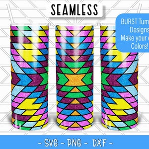 Modèle de gobelet Burst géométrique du sud-ouest SVG pour 20 oz Skinny Straight / 20 oz HOGG / 20 oz Makerflo Tumblers - Diamond V split bursts