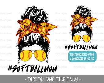 Softball Mom life messy bun life leopard PNG Sublimation digital downloads