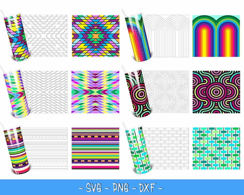 50 Seamless Burst Tumbler Template Bundle SVG PNG & DXF digital downloads for 20oz Skinny Straight Tumbler Big saving tumbler burst bundle image 4