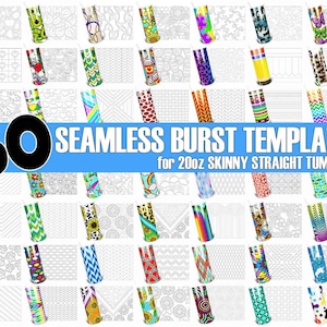 50 Seamless Burst Tumbler Template Bundle SVG PNG & DXF digital downloads for 20oz Skinny Straight Tumbler- Big saving tumbler burst bundle!