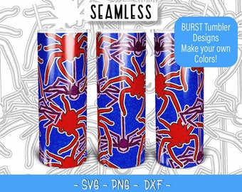 Halloween Burst Tumbler Template SVG DXF PNG Seamless for 20 oz Skinny Straight Tumbler -Spiders Webs Burst