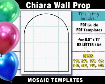 Chiara Wall Prop or Mosaic Balloon Frame Template - PDF print files for US Letter Size in sizes 1ft, 2ft, 3ft, 4ft, 5ft, 6ft, 7ft & 8ft