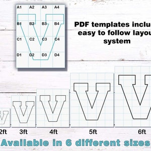 Letter V Mosaic Balloon Frame Template - Square Letters PDF Print Files ...