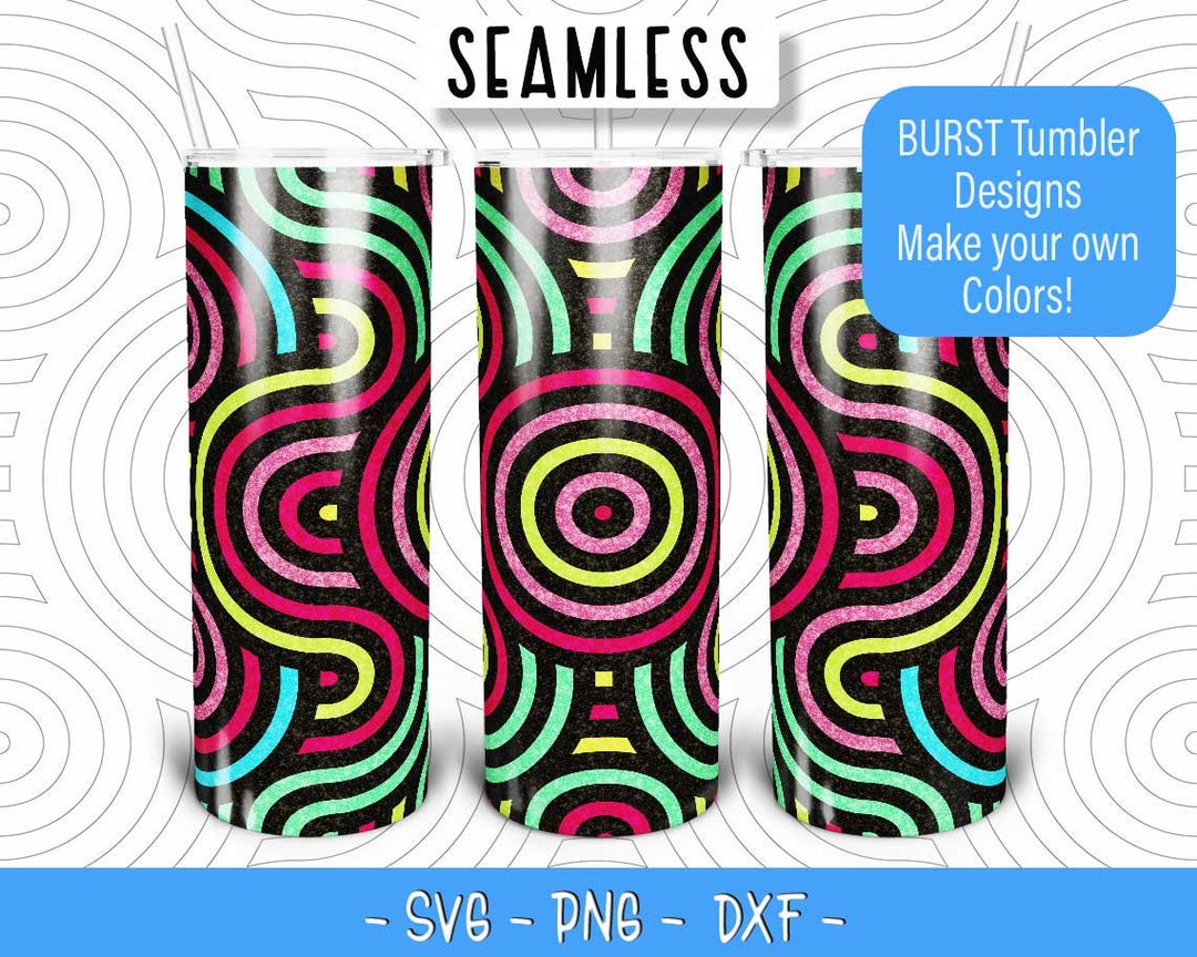 Retro Groovy Lines Burst Tumbler Template SVG for 20oz Skinny