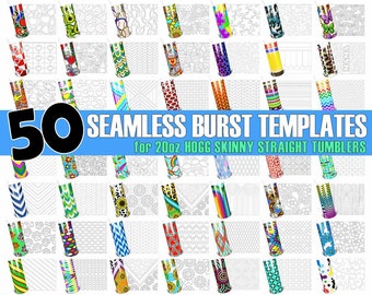 20oz HOGG Skinny Straight Burst Tumbler Template Bundle - 50 Seamless Designs in SVG PNG & Dxf digital downloads