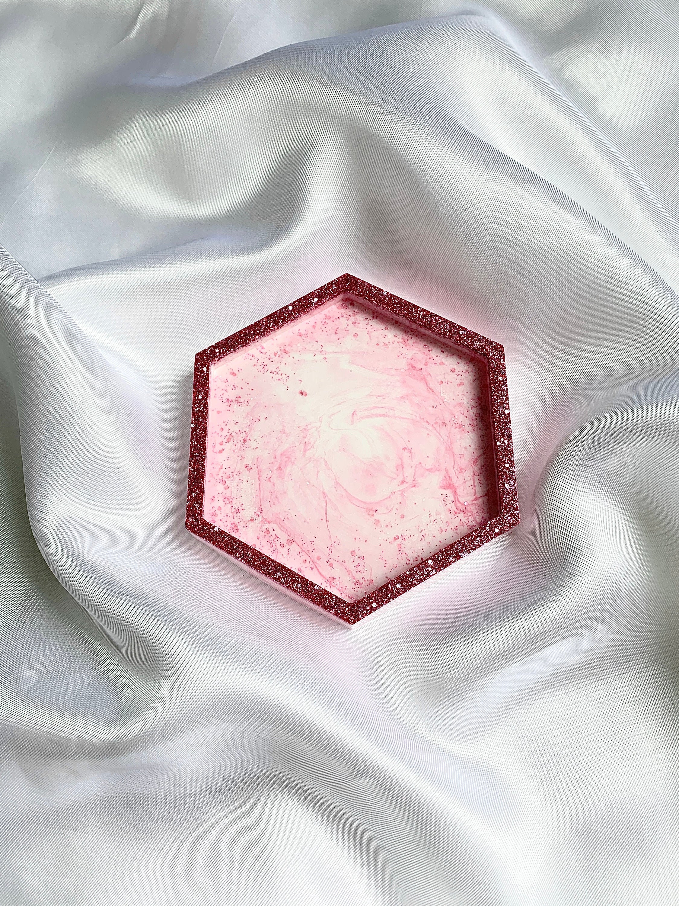 Coupelle Effet Marbre Rose en Résine