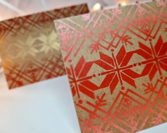 4 Pack Fair Isle Hand Printed Christmas Card