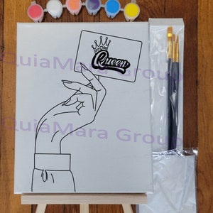 Canvas Painting Kit, Sip and Paint, Party Painting, Girls Night, Outline Canvas Image, Craft Painting, Pre-drawn Image