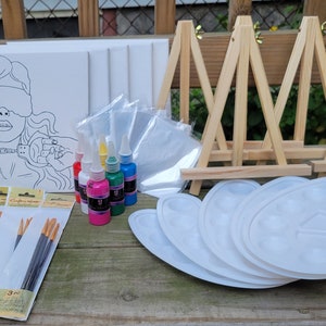 Paint Party Kit, Canvas Painting Kits, Canvas Painting, Sip and Paint, Girls Night, Pre-drawn Images, Acrylic Painting, Craft Painting