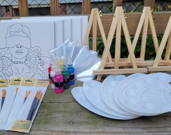 Sip and Paint Party Kit: Pre-Drawn Canvas, Acrylic Painting
