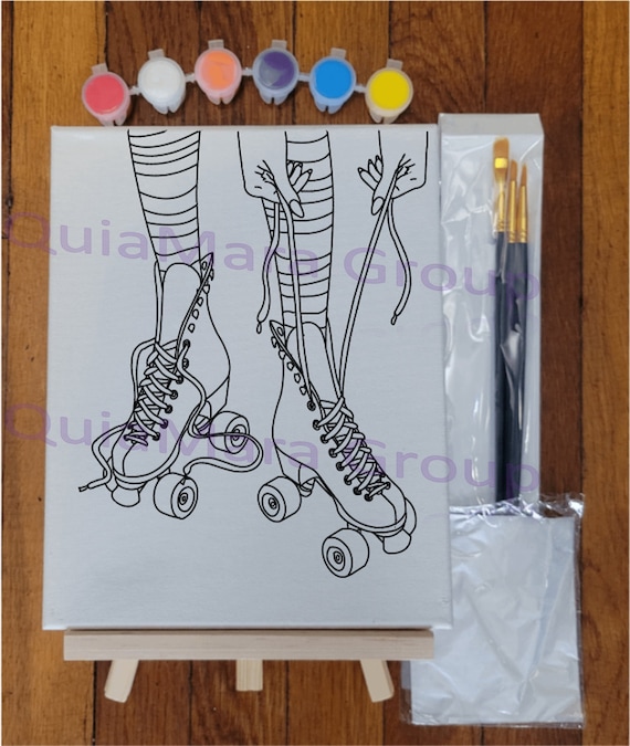 Sip and Paint Canvas Painting, Let's Skate Canvas Painting Kit, Girls  Night, Canvas Painting, Craft Painting Kit, Pre-drawn Image 