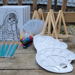 Sip and Paint Kit, Paint Party Kit, Canvas Painting Kits, Canvas Painting, Girls Night, Pre-drawn Images, Acrylic Painting, Craft Painting