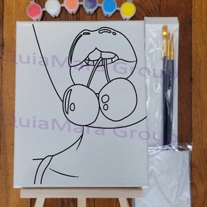 Cherry Lips Canvas Painting Kit