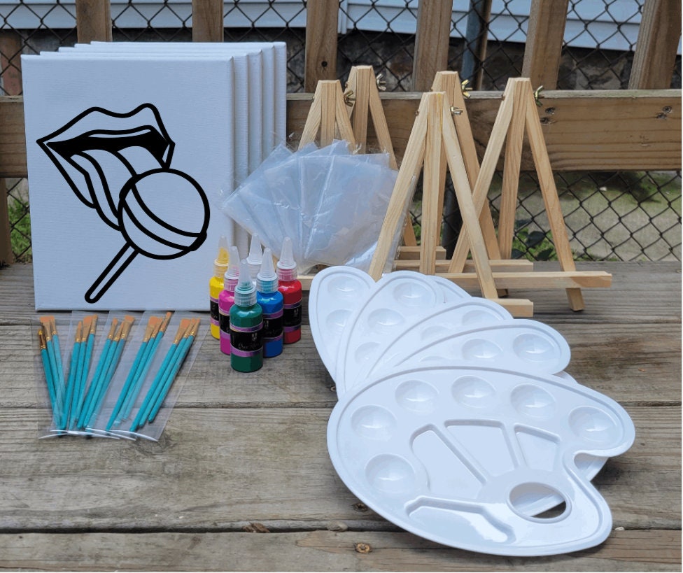 Sip and Paint Kit Paint Party Kit Canvas Painting Kits Etsy