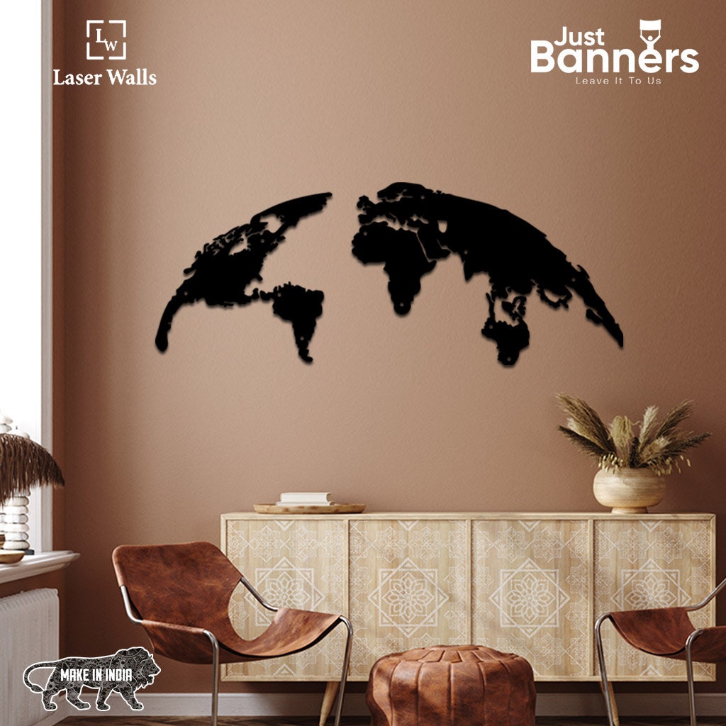 World Map World Map Metal Art World Map Gift Metal Wall Etsy UK