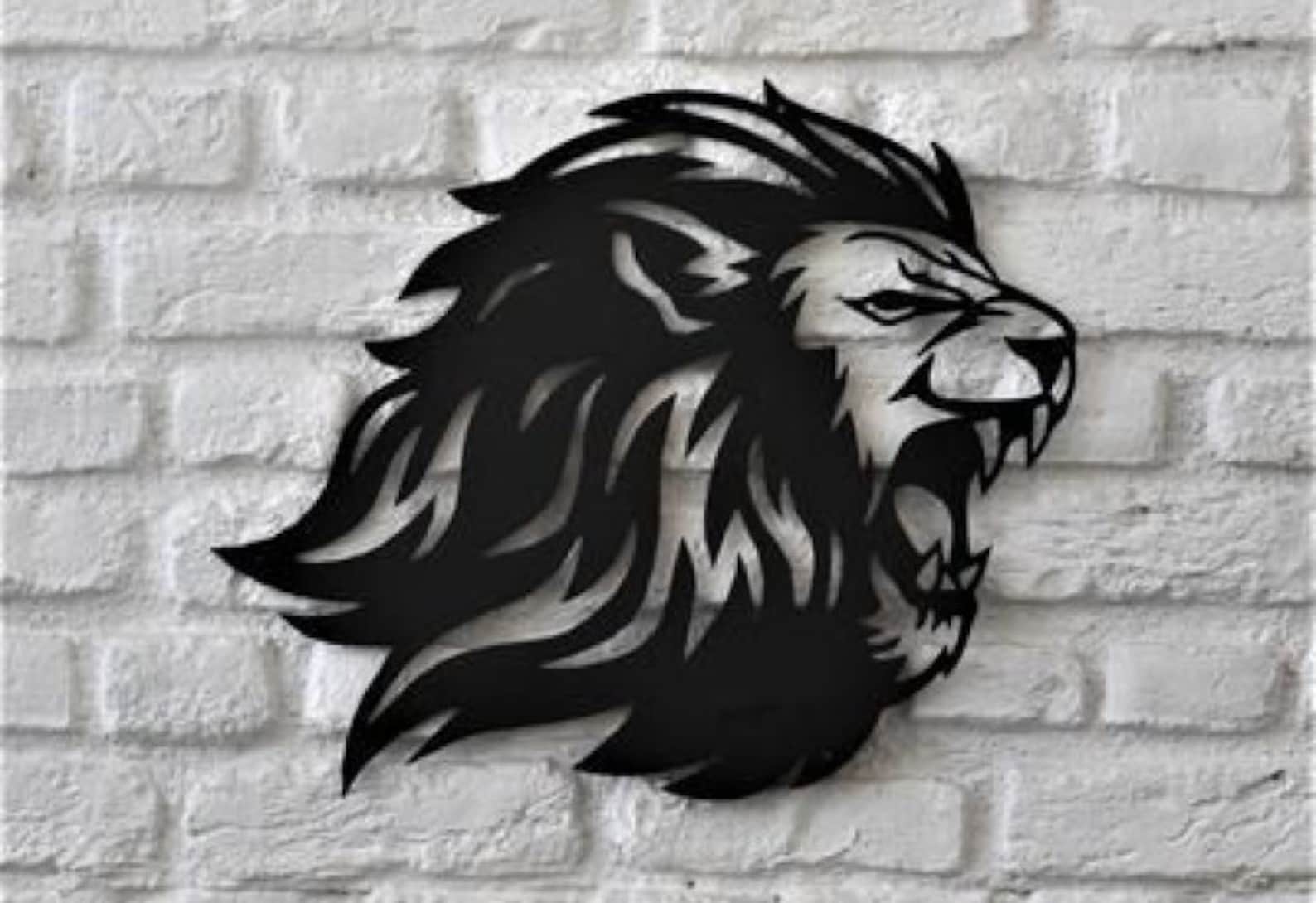 Lion Head Metal art From Laserwall A fine Laser cut product Etsy