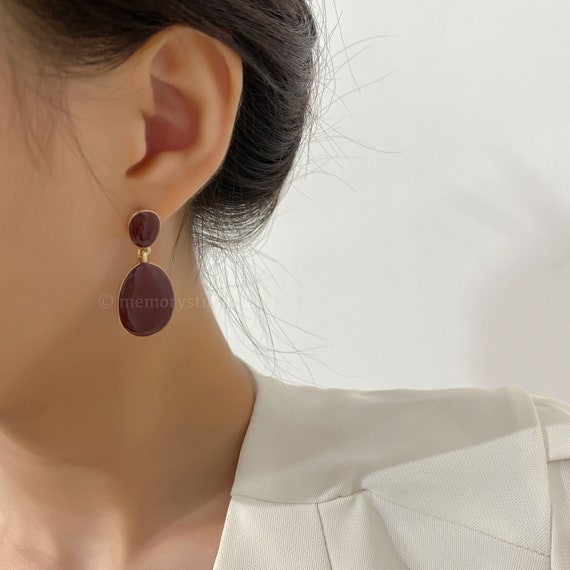 Maroon statement earrings deals