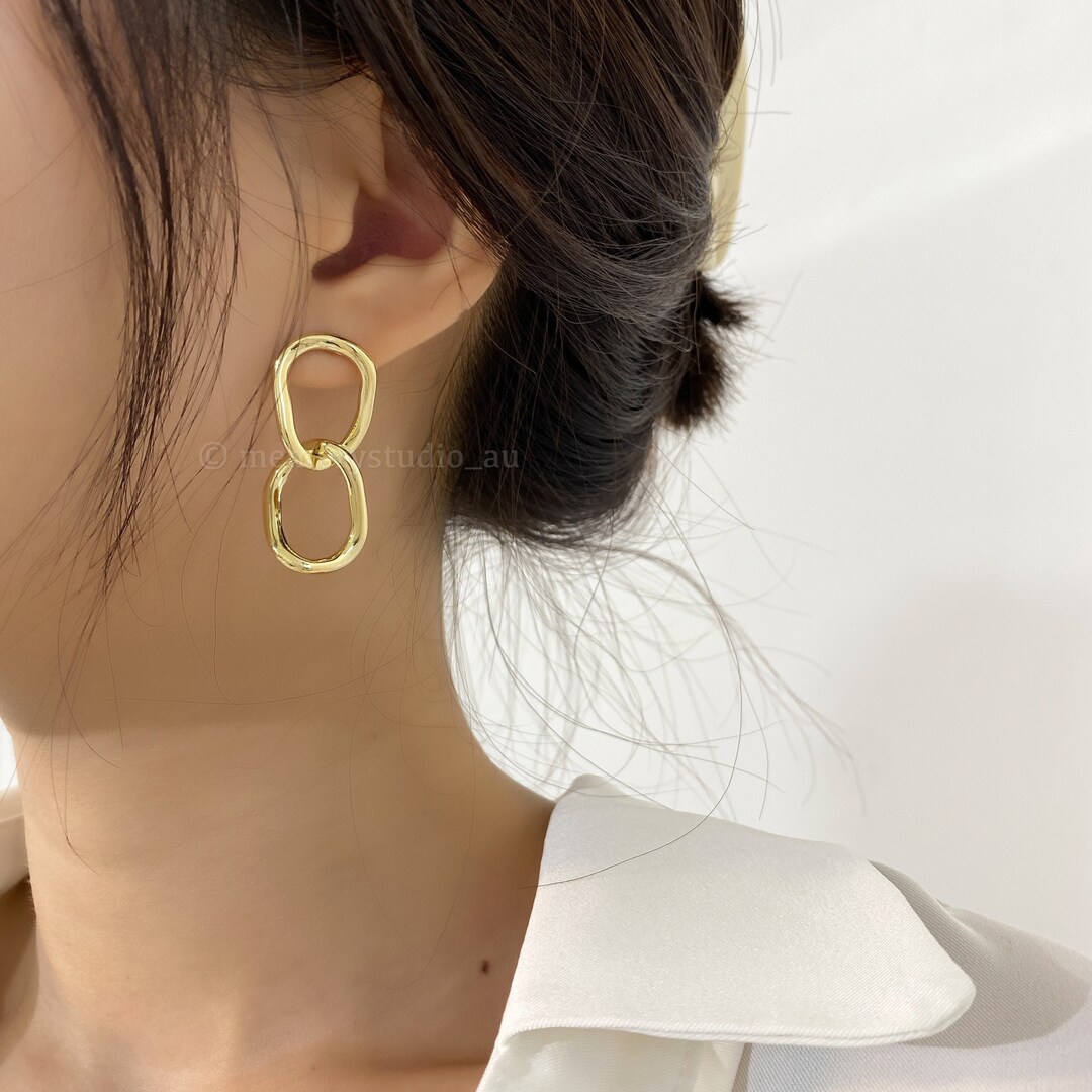 Boucles d'oreille puce trombone 20mm métal or