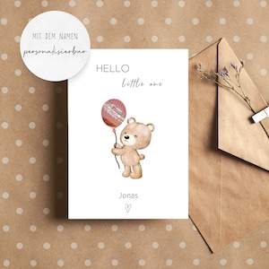 Regalo personalizado para el nacimiento / regalo de dinero bebé / tarjeta de bebé con nombre / tarjeta de felicitación / tarjeta plegable "Hola pequeño"