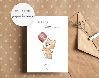 Regalo personalizado para el nacimiento / regalo de dinero bebé / tarjeta de bebé con nombre / tarjeta de felicitación / tarjeta plegable "Hola pequeño"