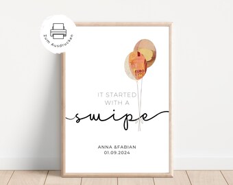Regalo de dinero de boda que comenzó con un golpe personalizado | Nombres Fecha | Amor aniversario de bodas Tinder | regalo digital